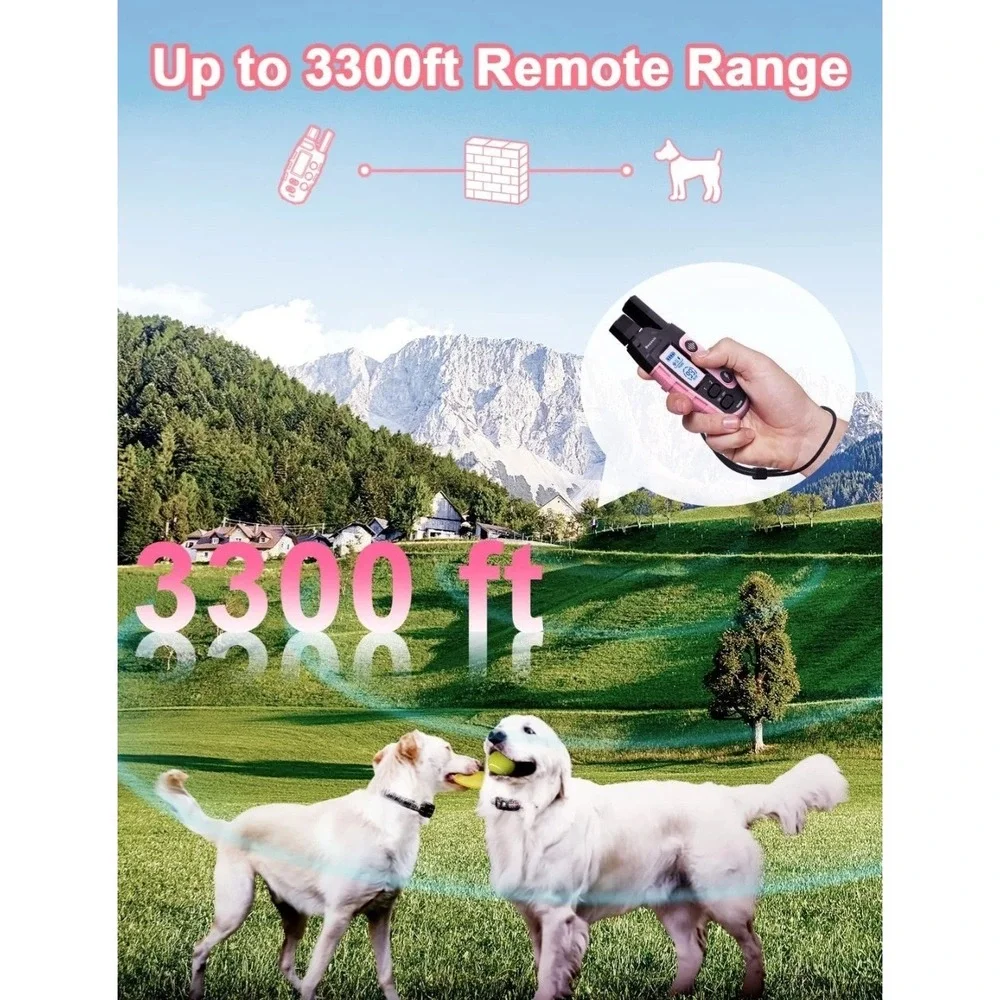 Dog Shock Collar 2 Dogs (5-120Lbs) - 3300 Ft Waterproof Training Collar for Dogs